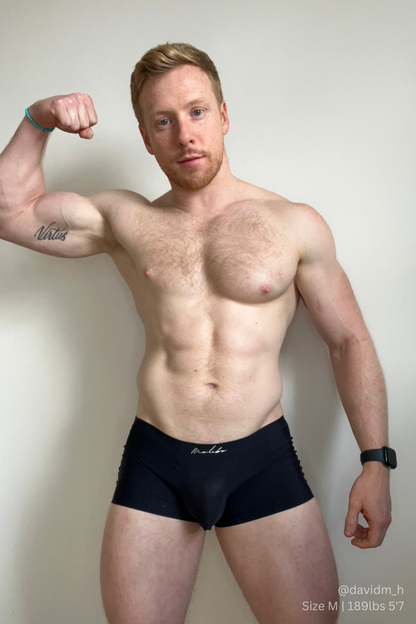 JJ Malibu Men's Come-Over Silky Seamless Boxer Briefs - Midnight Black
