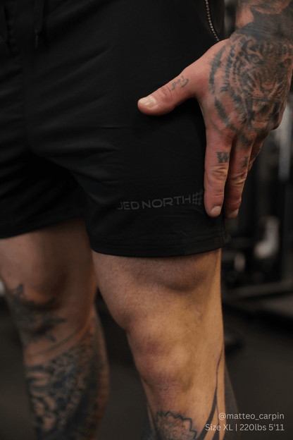 Jed North Men's Agile Bodybuilding 4'' Shorts w Zipper Pockets - Noir
