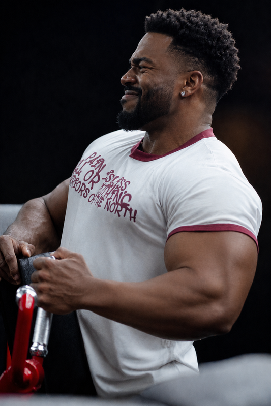 Jed North Men's Muscle-Fit Ringer Tee - White w/ Red Trim