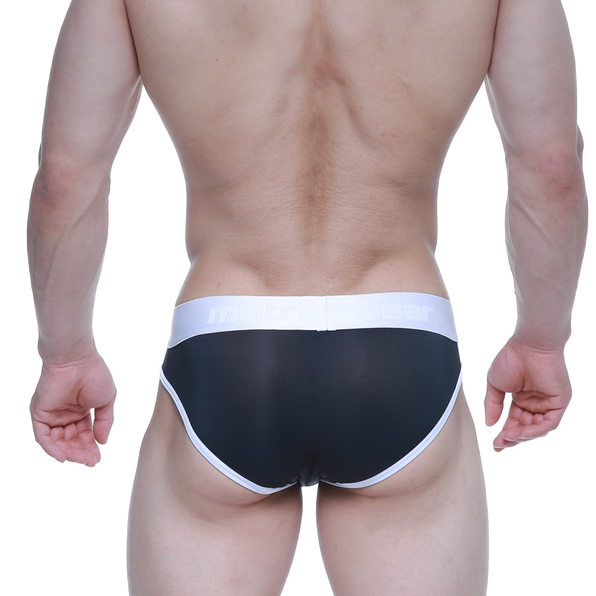 Black mesh briefs with white trim and waistband from MetroMaleWear dream bikini black 2803-20 for comfortable wear