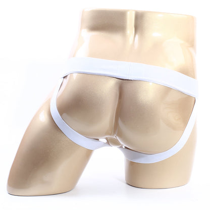 White metro male wear primo pink jockstrap 2901-02 with snug fit and smooth elastic waistband shown from the back