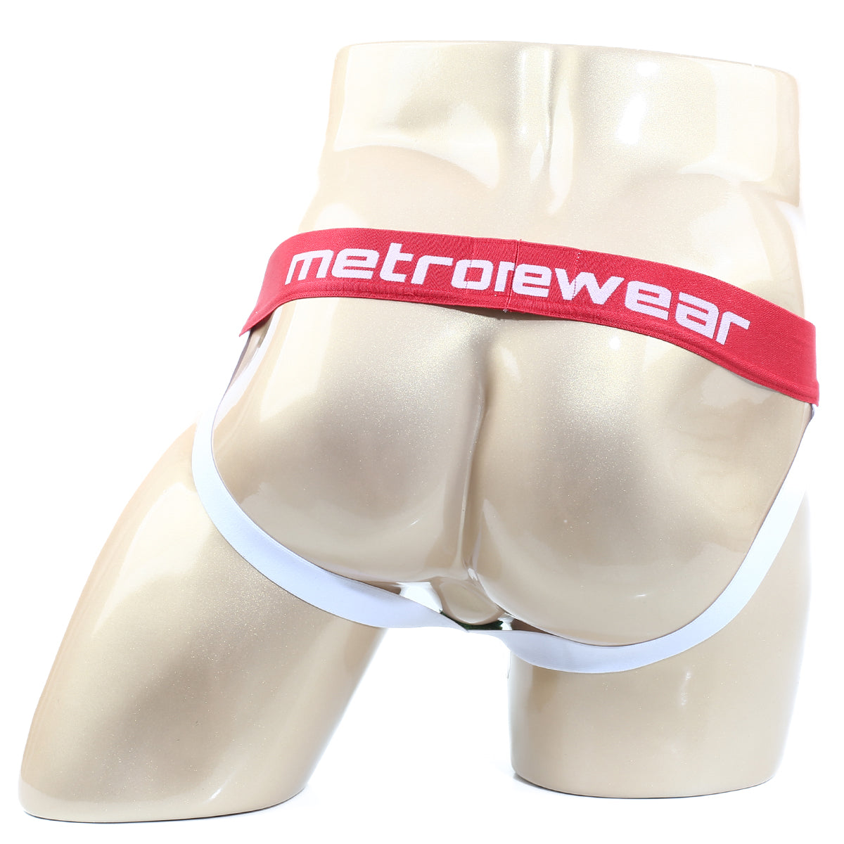Red and white metrowear briefs with snug form-fitting design from metromalewear dynogreen jockstrap 2901-17