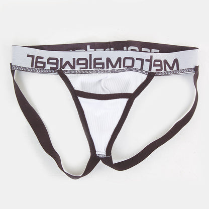White and black ribbed men’s briefs with meltomg waistband from metromalewear magic jock strap white 2911-00