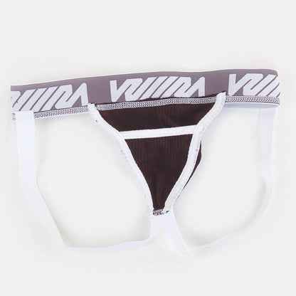 Black and white athletic briefs with gray waistband featuring viiim logo metro male wear magic jock strap black 2911-20