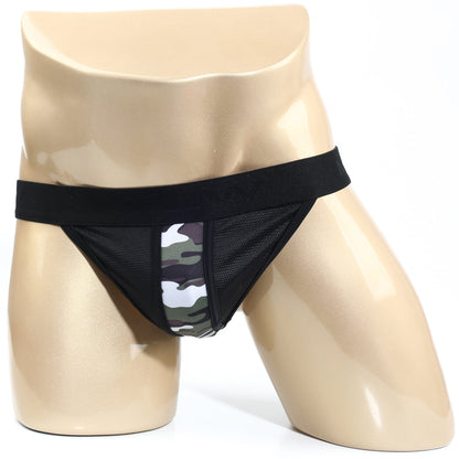 MetroMalewear hard core thong 2912-60 black mesh briefs with camouflage front panel for bold style