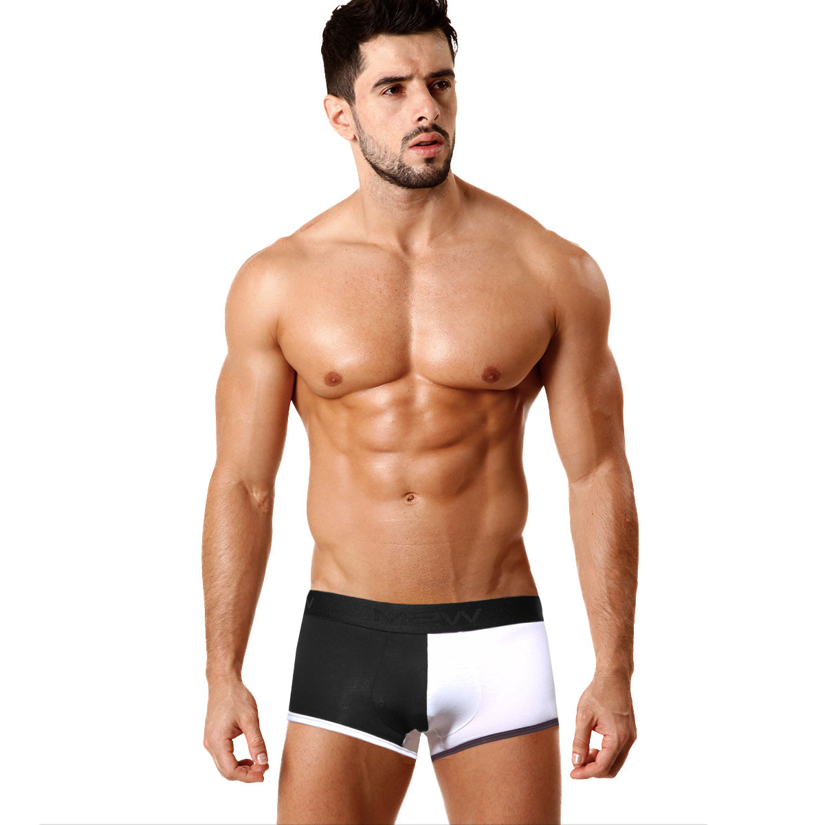 Black and white two-tone boxer briefs by MetroMaleWear with sleek modern design for comfortable all-day wear