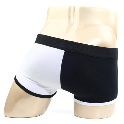 Black and white two-tone boxer briefs with black waistband and new logo by MetroMaleWear Daemon no show boxer 2924-00