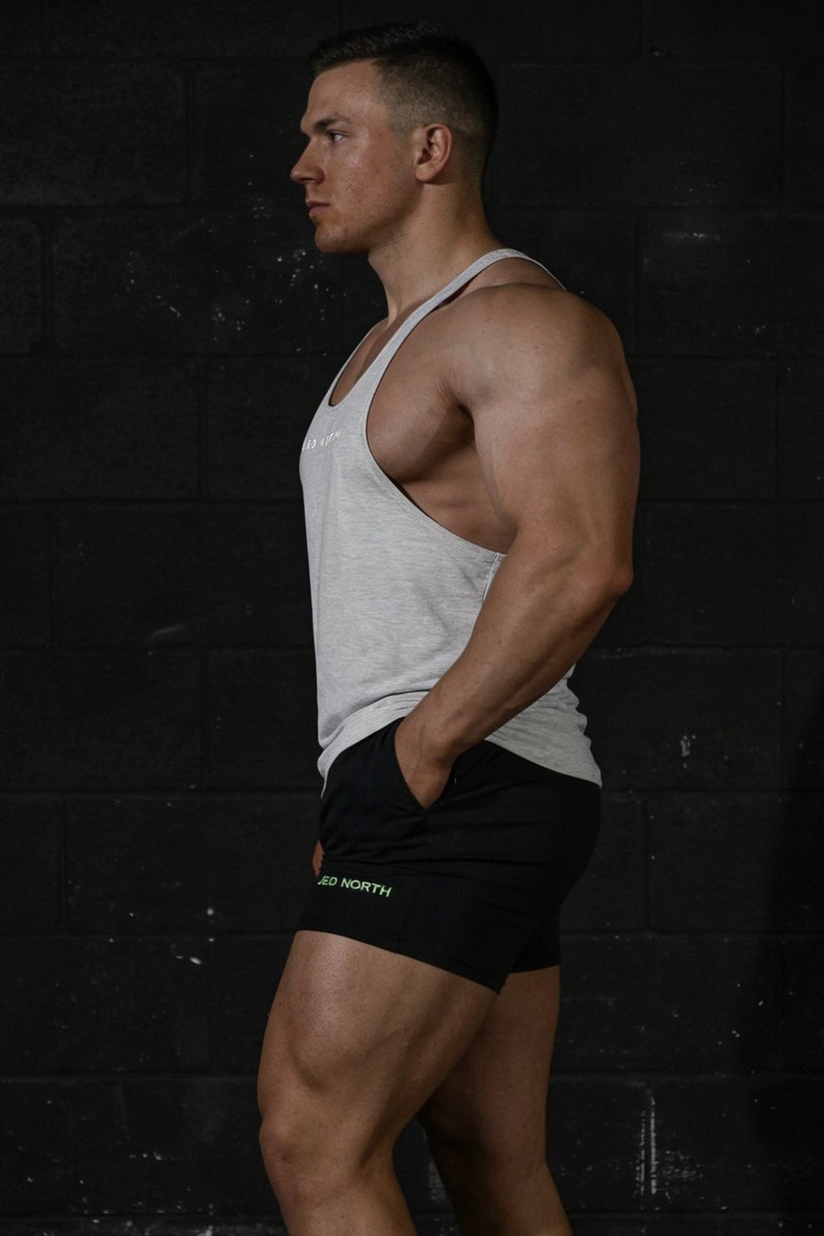 Jed North Men's Classic Bodybuilding Racerback Stringer - Light Gray