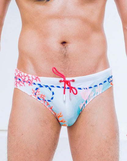 2EROS V10 Printed Swim Brief - Coralscape Blue