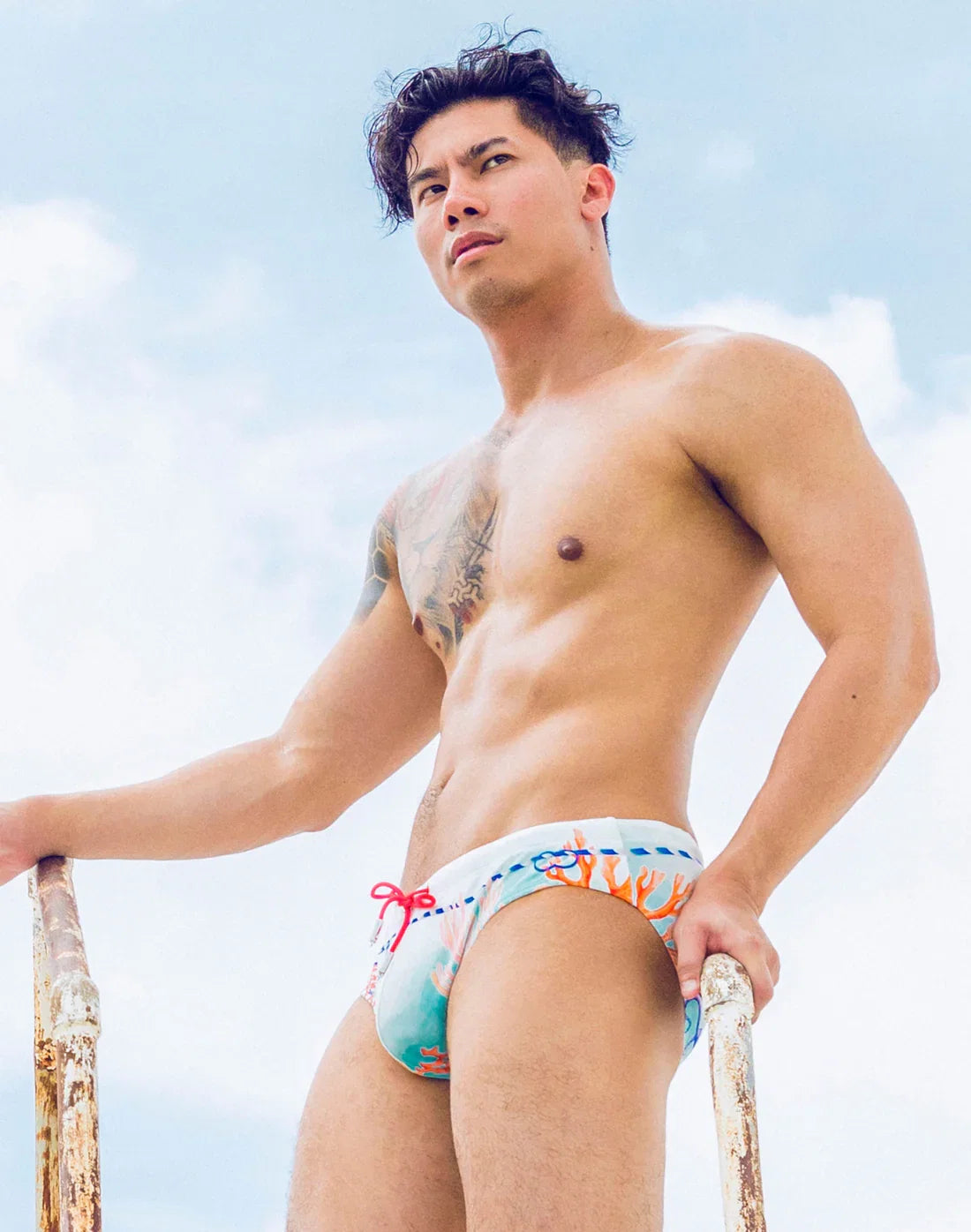 2EROS V10 Printed Swim Brief - Coralscape Blue