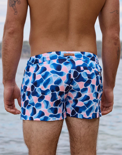 2EROS S50 Abstract Swim Short - Aqua/Navy Print