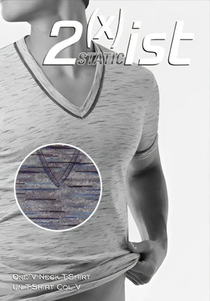 Gray heathered 2xist static deep v neck t shirt with subtle textured pattern in size large