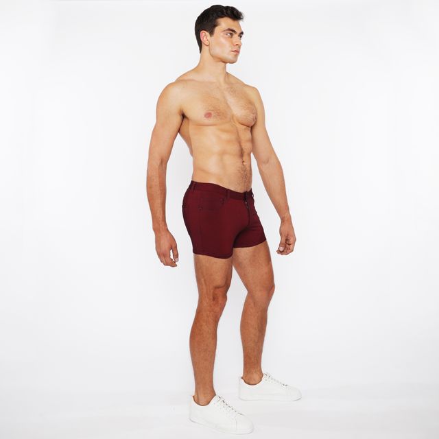 Maroon 3 inch stretch knit duo tone athletic briefs with sleek form fitting design and subtle texture
