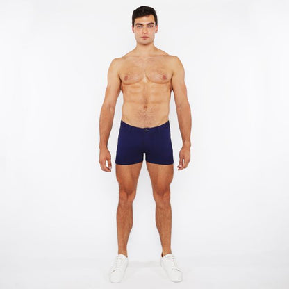 Navy blue stretch knit duo tone 3 inch briefs made for comfort and flexibility in everyday wear