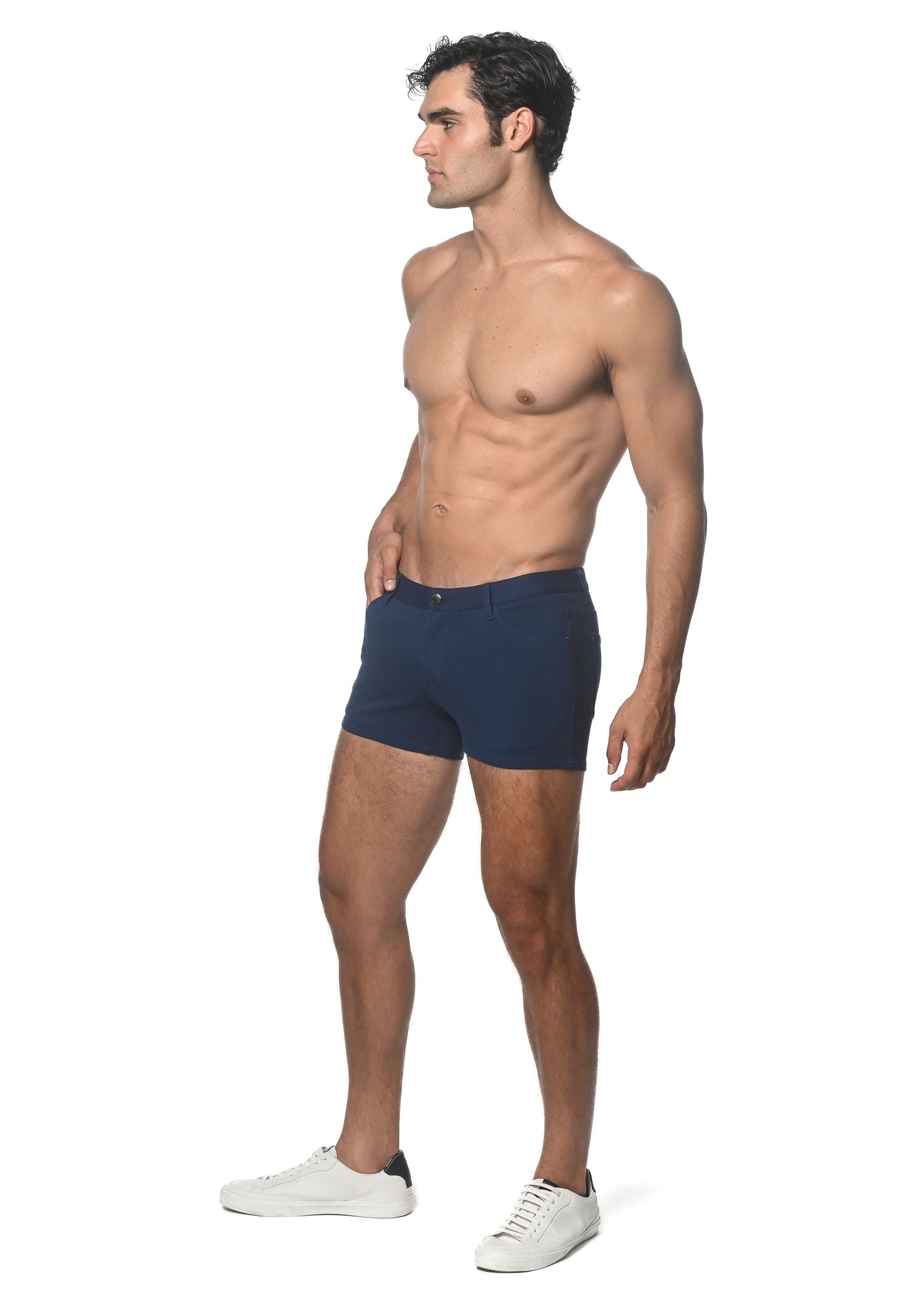 Navy blue 3 inch stretch knit short briefs made of soft stretch fabric for comfortable everyday wear