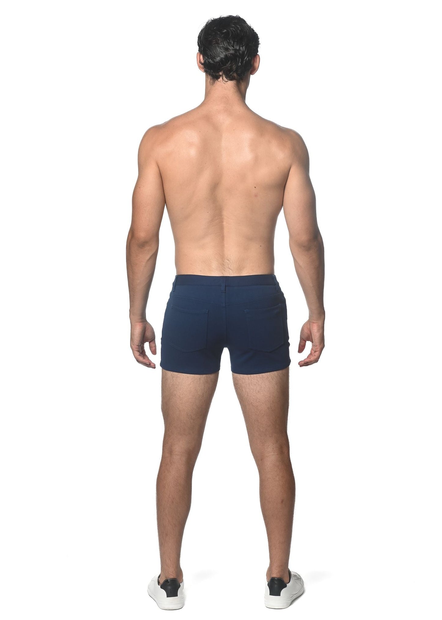 Navy blue 3 inch stretch knit short briefs made from stretch knit fabric for comfortable everyday wear