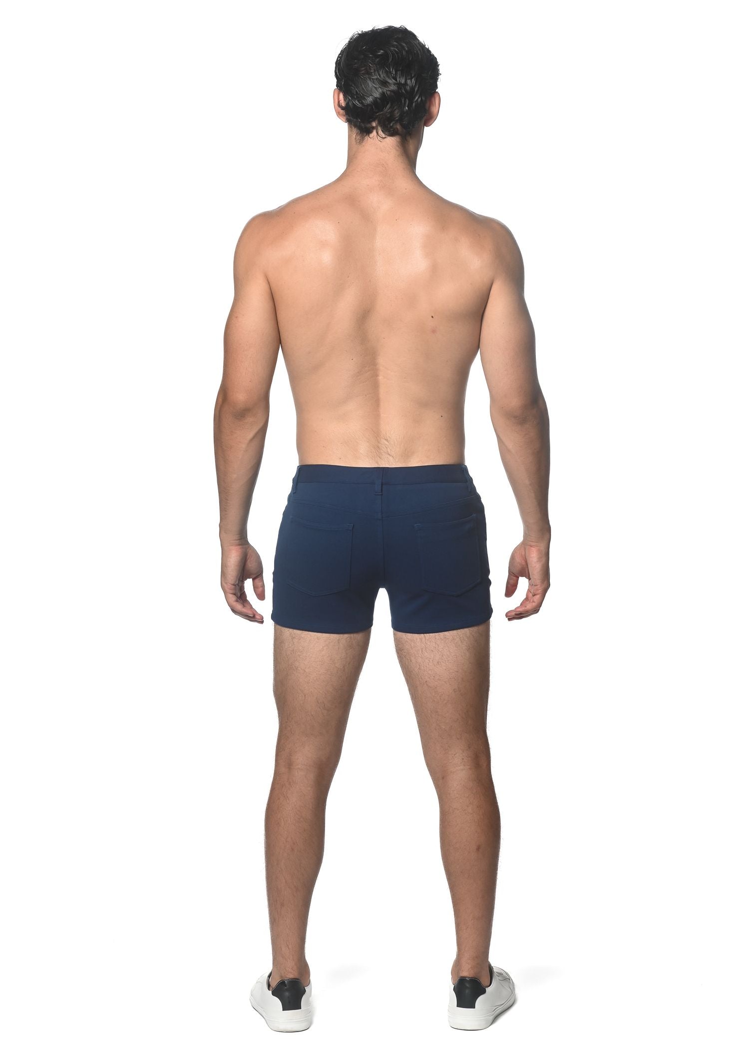 Navy blue 3 inch stretch knit short briefs made from stretch knit fabric for comfortable everyday wear