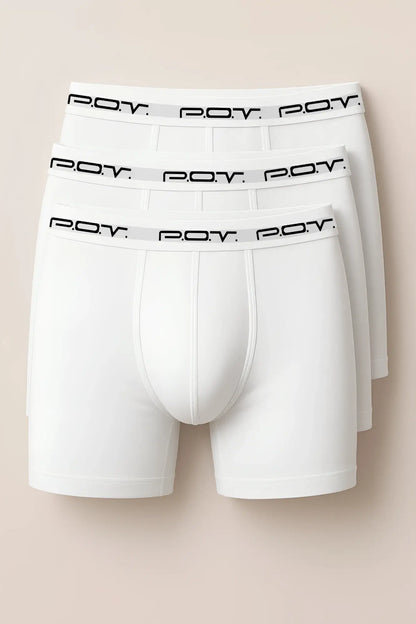White boxer briefs with black logo waistband 3-pack made of 100 percent cotton for comfortable everyday wear