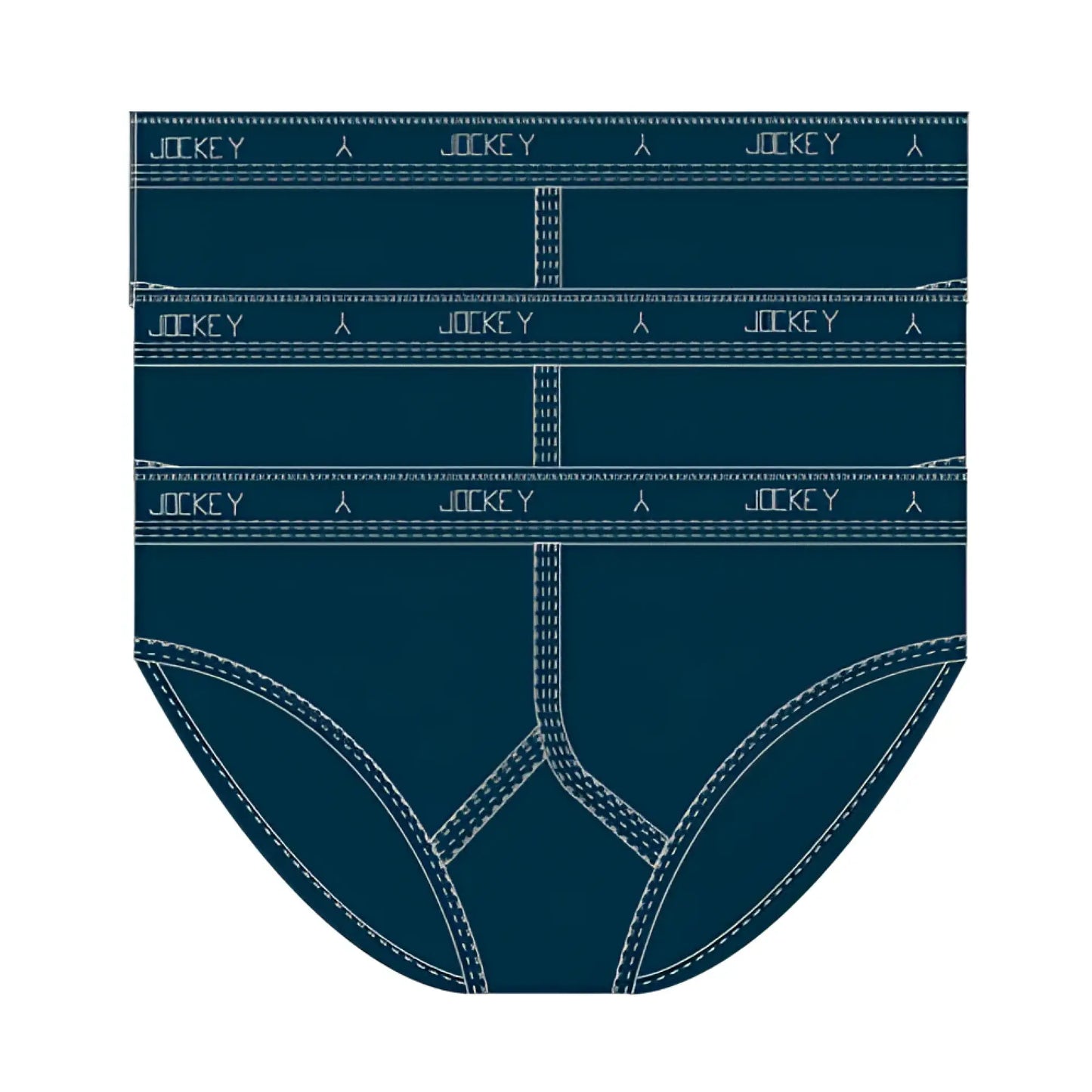 Dark blue jockey classic y-front briefs with white stitching and branded waistband size 14 pack of 3