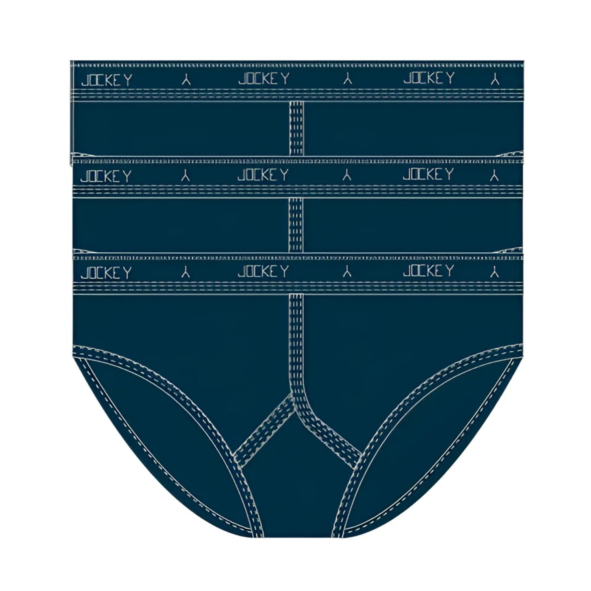 Dark blue jockey classic y-front briefs with white stitching and branded waistband size 14 pack of 3