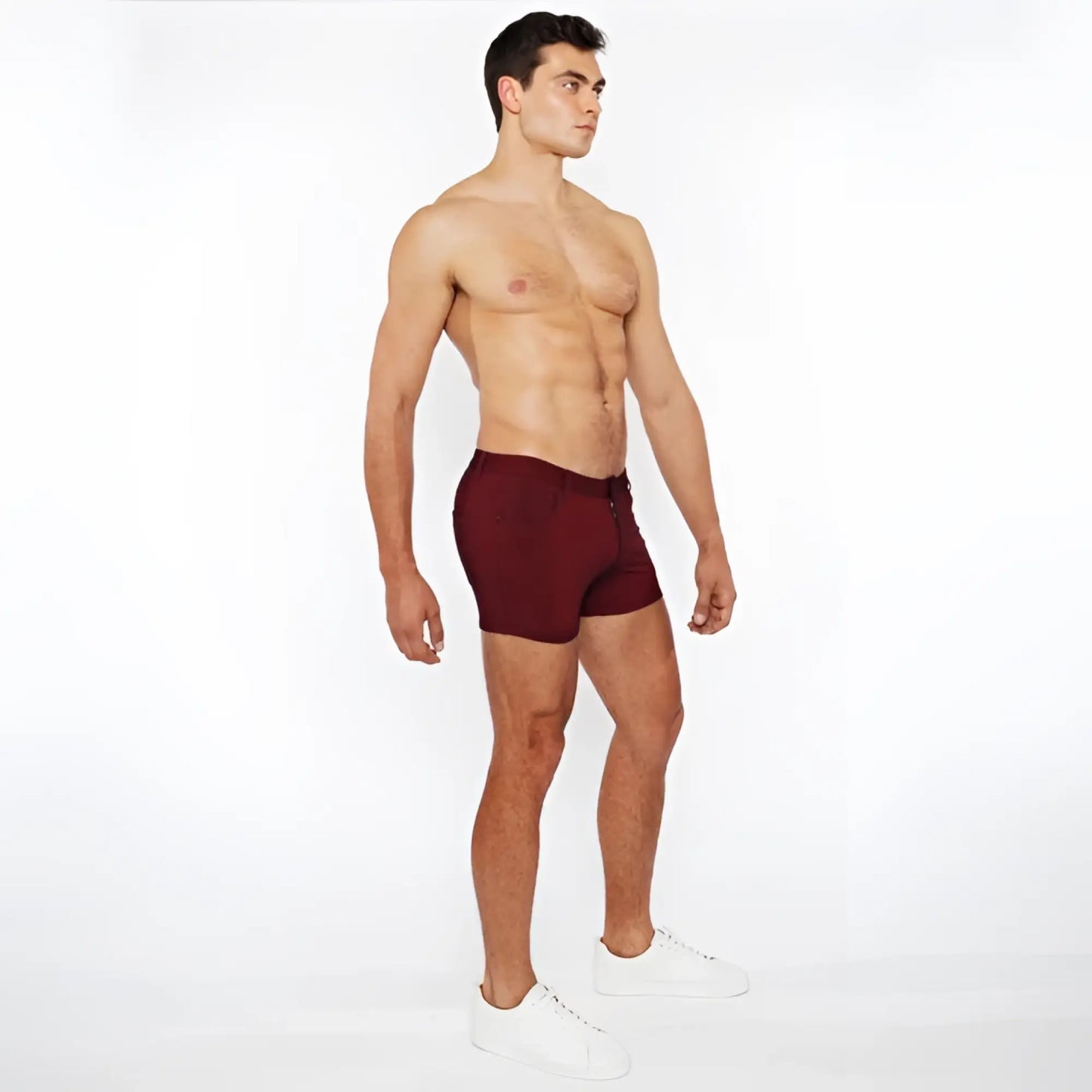 Maroon 3 inch stretch knit duo tone athletic briefs with sleek form fitting design and subtle texture