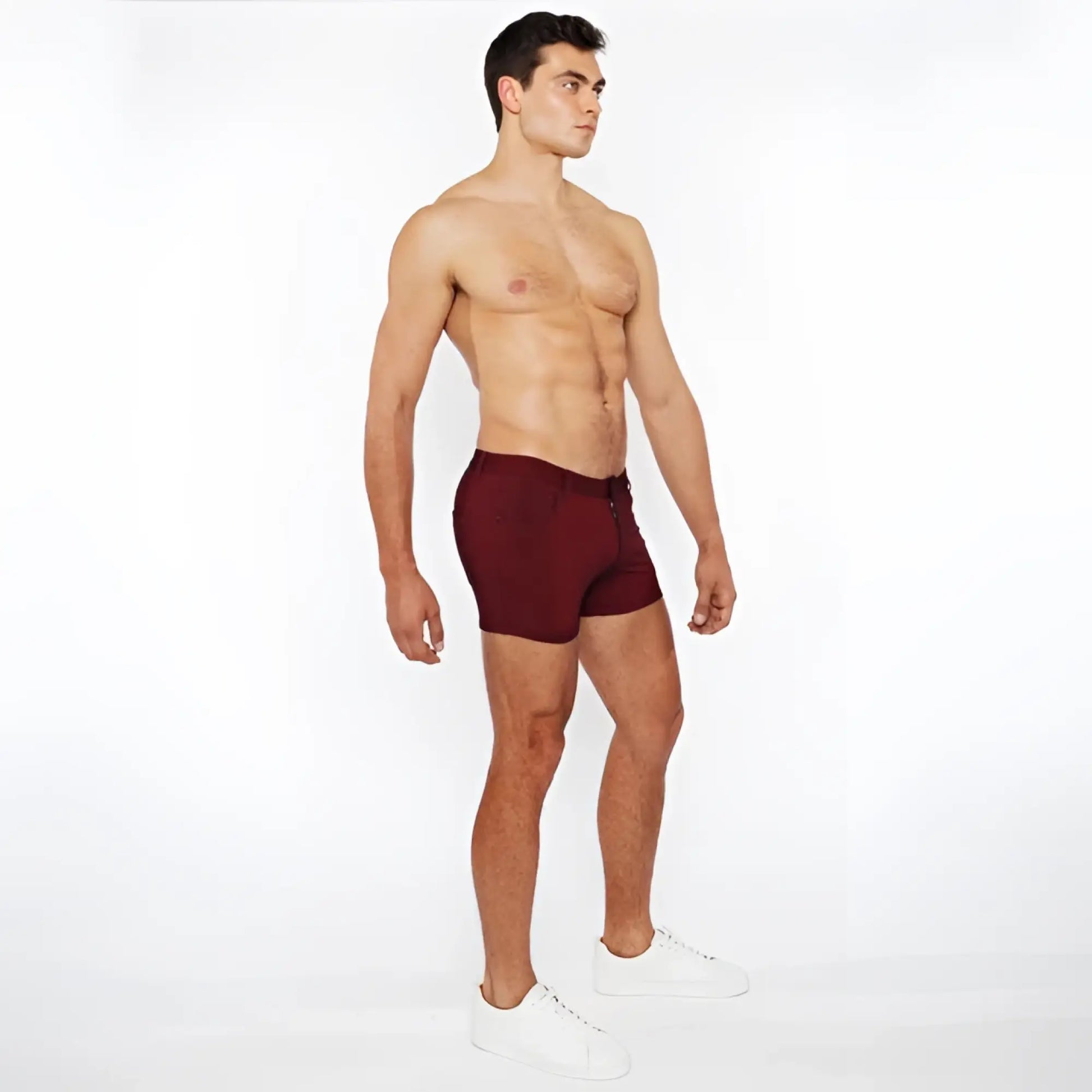 Maroon 3 inch stretch knit duo tone athletic briefs with sleek form fitting design and subtle texture