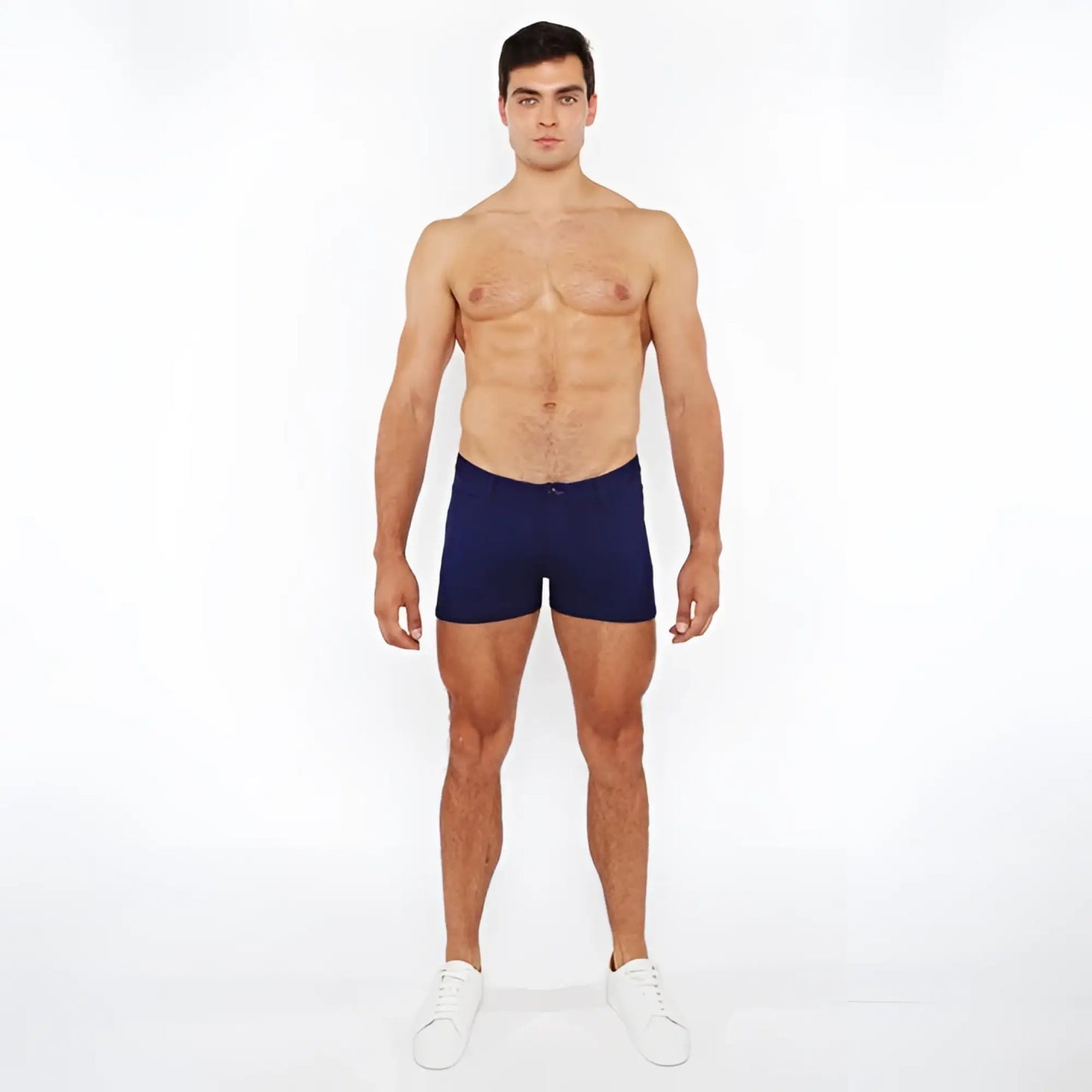 Navy blue stretch knit duo tone 3 inch briefs made for comfort and flexibility in everyday wear