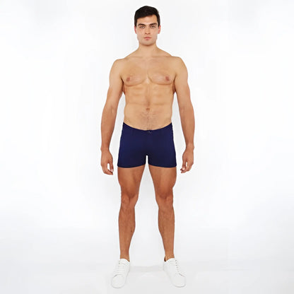 Navy blue stretch knit duo tone 3 inch briefs made for comfort and flexibility in everyday wear
