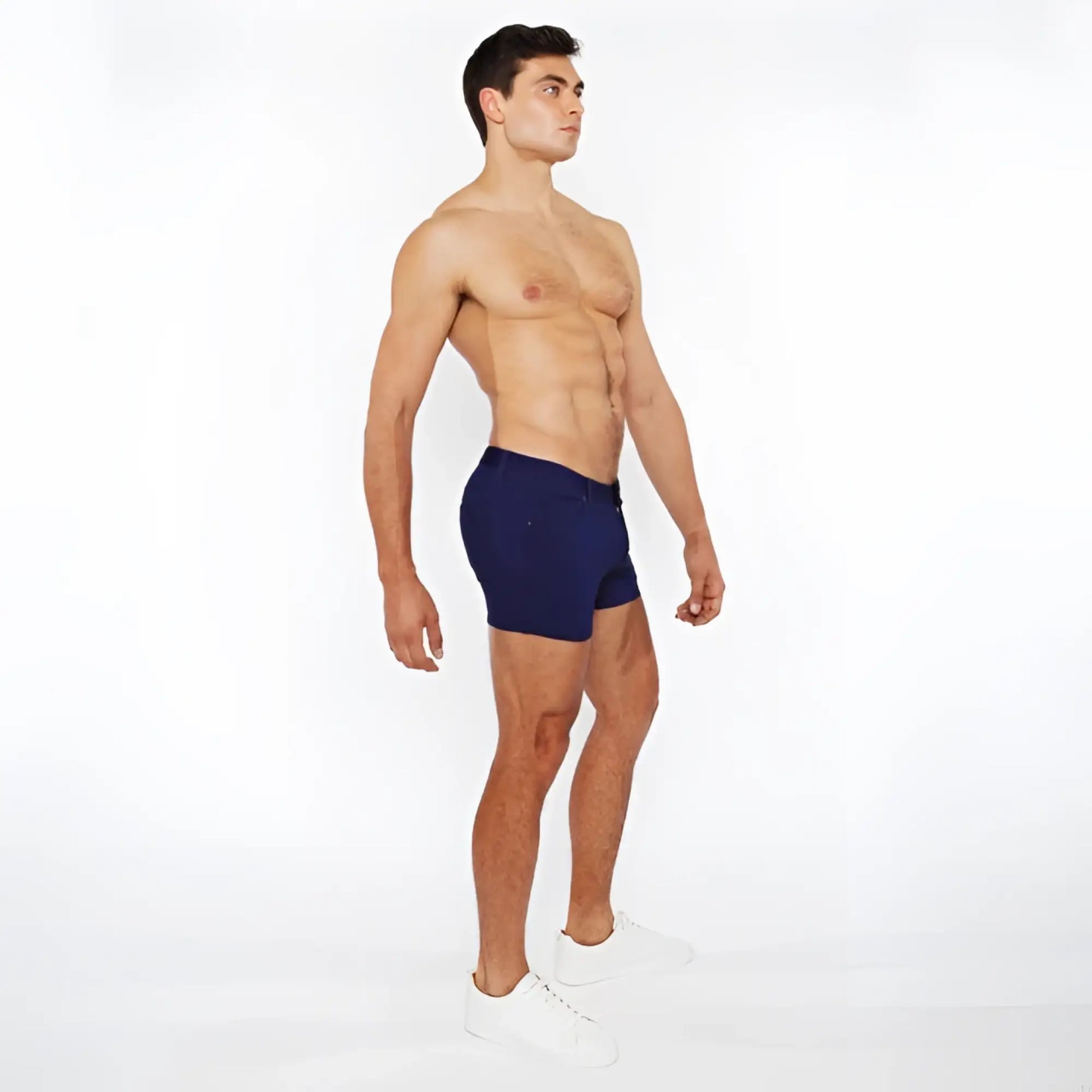 Navy blue 3 inch stretch knit duo tone athletic briefs designed for comfort and flexibility during workouts