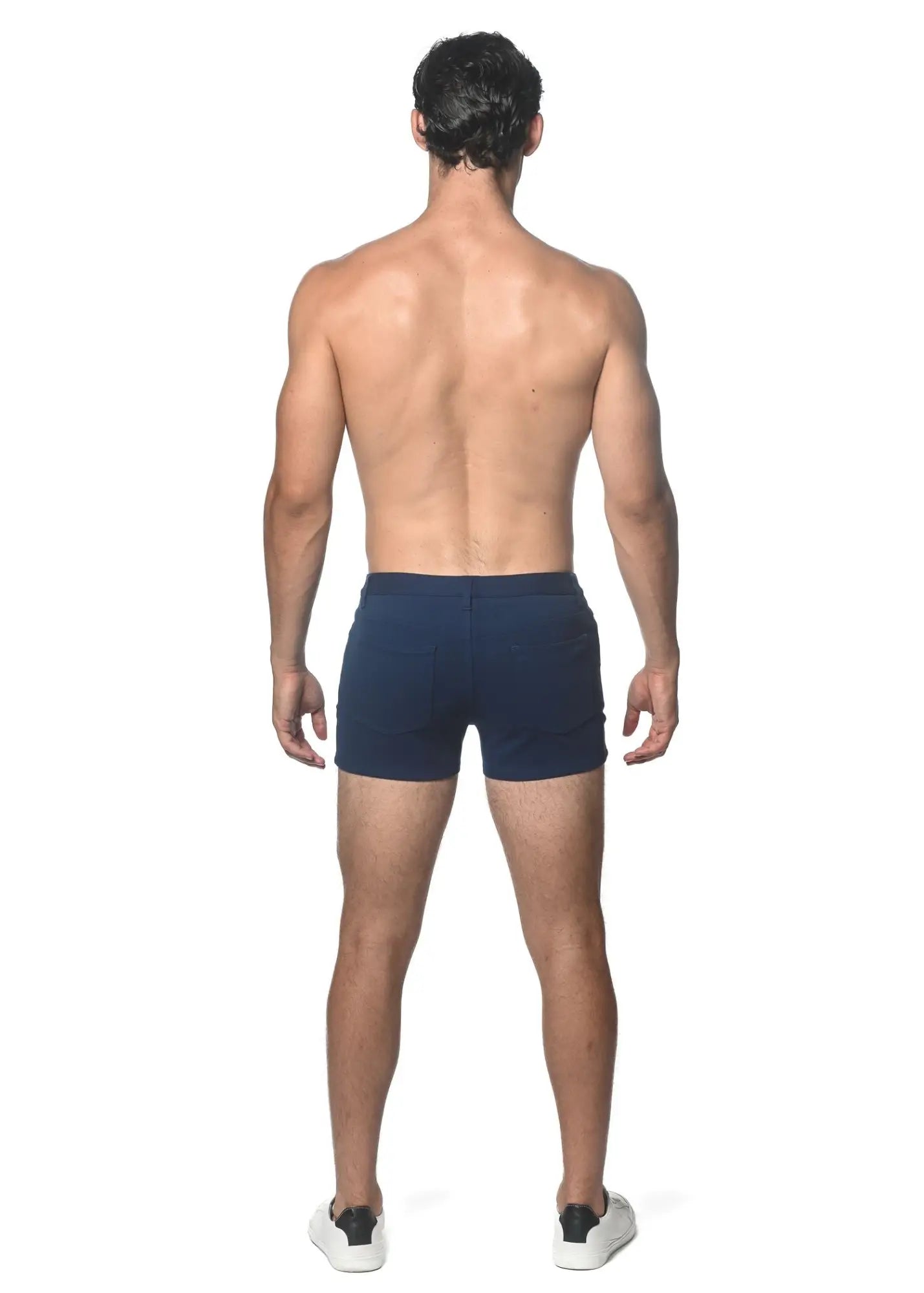 Navy blue 3 inch stretch knit short briefs made from stretch knit fabric for comfortable everyday wear
