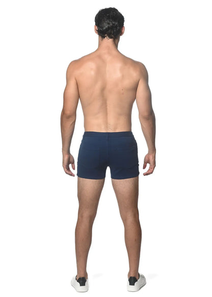 Navy blue 3 inch stretch knit short briefs made from stretch knit fabric for comfortable everyday wear