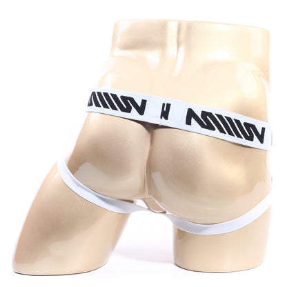 White cotton athletic briefs with a black logo waistband from metromalewear metro malewear cotton jock strap orange 3001-24