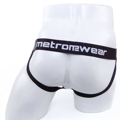 Black and white metro male wear cup jock strap tiger 3001-v60 briefs with sleek form-fitting design