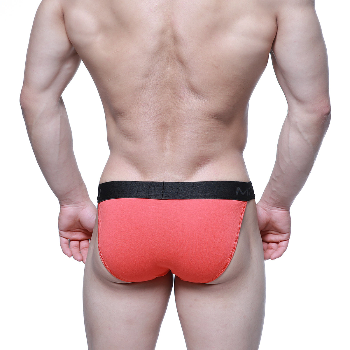 Orange briefs with black elastic waistband metroMalewear asian bikini coral 3004-24 comfortable fit