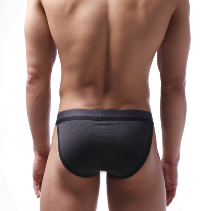Black textured briefs with smooth elastic waistband metroMalewear sport bikini heather 3004-39 front view