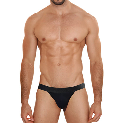 Black cotton briefs with smooth form-fitting design and solid elastic waistband metro male wear 3pack 3004p-3pk