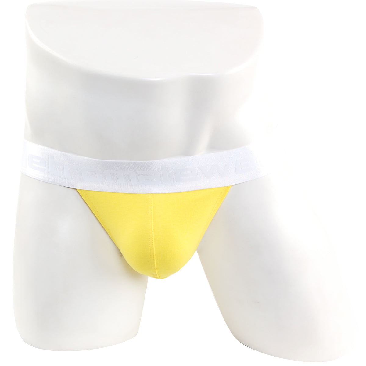 Bright yellow form-fitting briefs with white elastic waistband from metromalewear asian bikini 3pack 3004-3pk collection