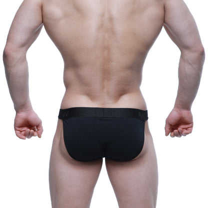 Black briefs metro malewear asian bikini 3004-m21 with smooth form-fitting design and elastic waistband
