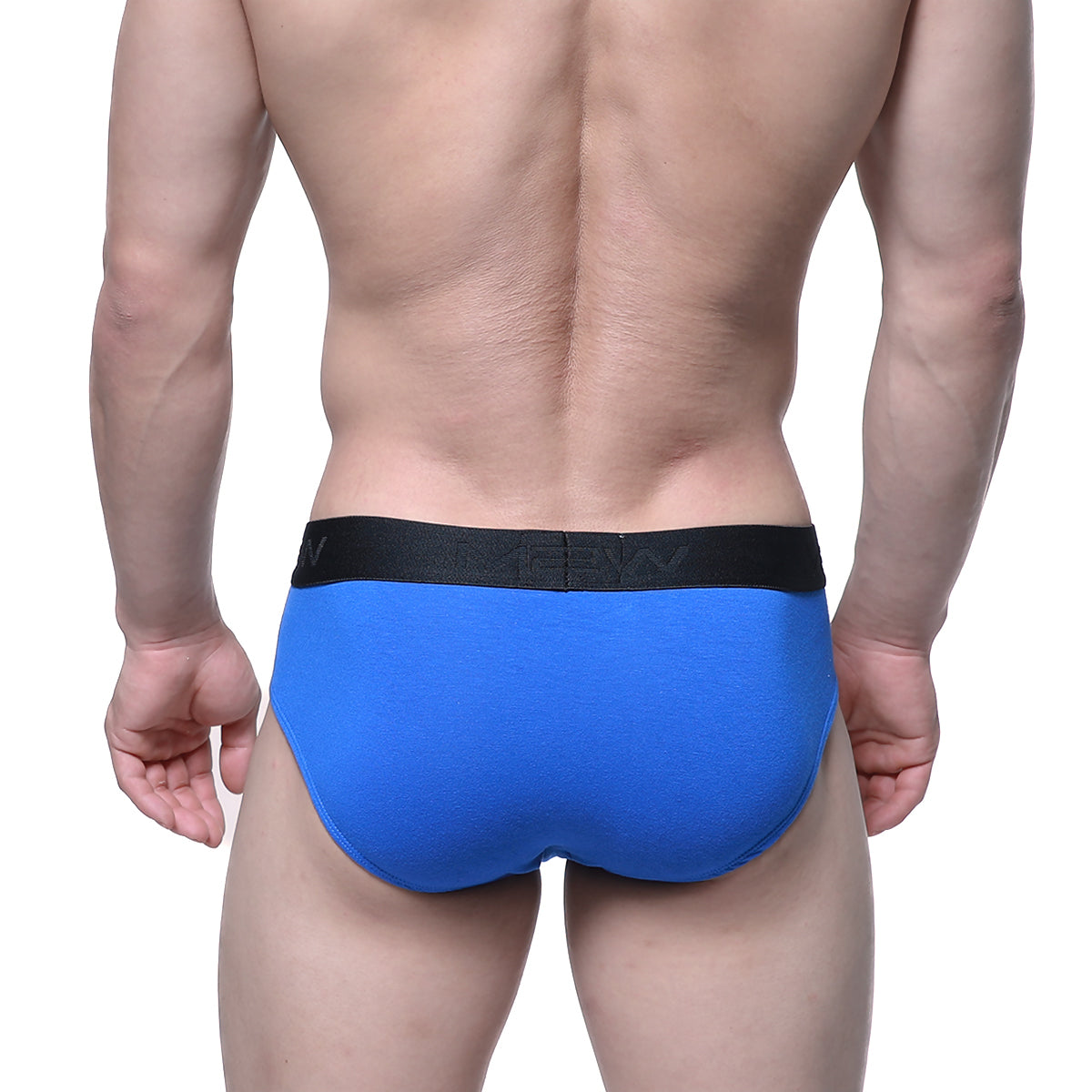 Bright blue cotton hip briefs with a black elastic waistband featuring the MetroMaleWear logo in cobalt 3006-18