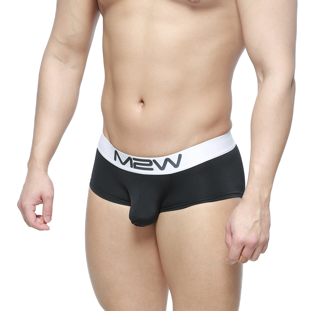 Black m2w men’s briefs with a white logo waistband from metromalewear m2w max boxer oscuridad 3013-22