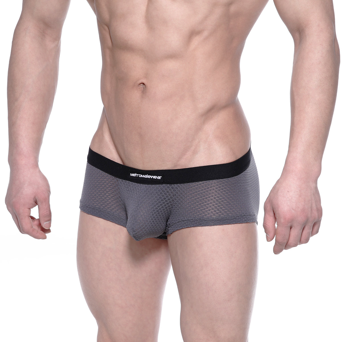 Gray mesh briefs with black metromallwear waistband metro malewear bulge boxer gray mesh 3013-72