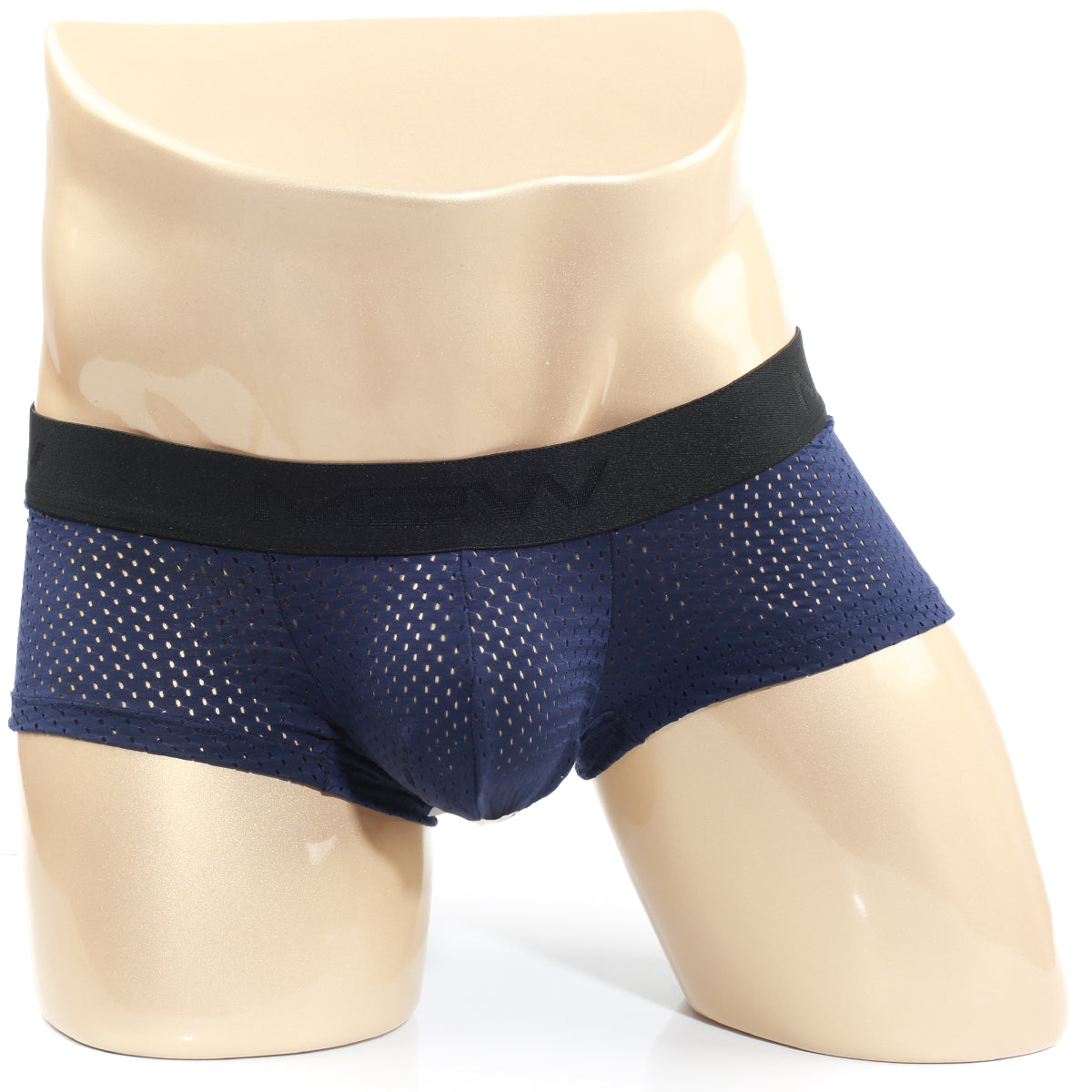 MetroMaleWear MAX mesh boxer navy 3013-76 navy blue mesh briefs with black elastic waistband front view
