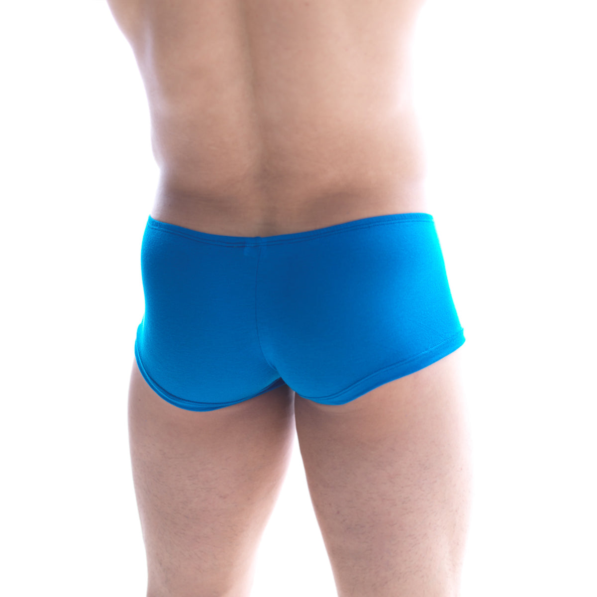 MetroMaleWear Bosillo short boxer royal blue swim trunks with bright blue color smooth stretchy fabric