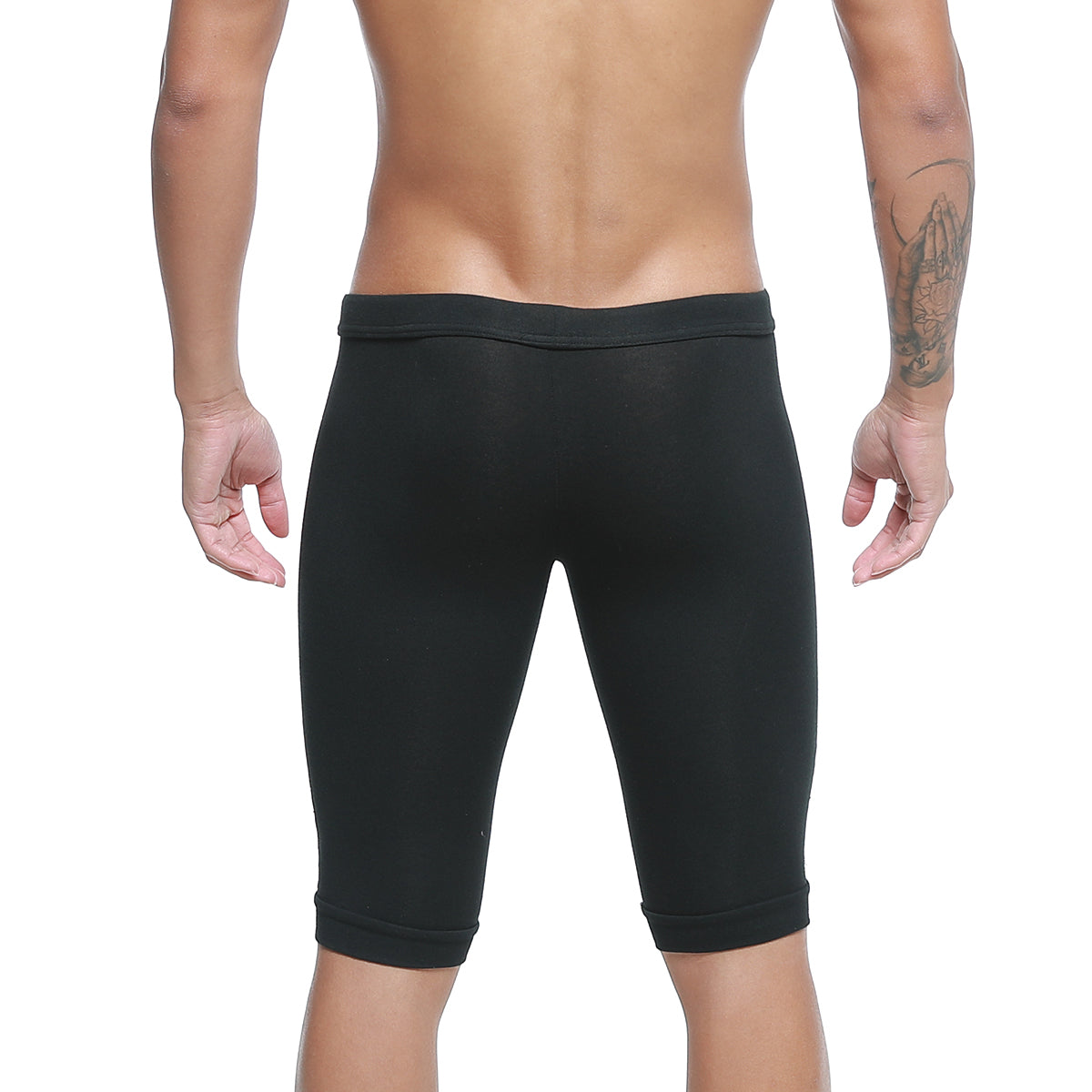Black metroMalewear Mojave biker shorts with smooth stretchy fabric and elastic waistband for athletic use