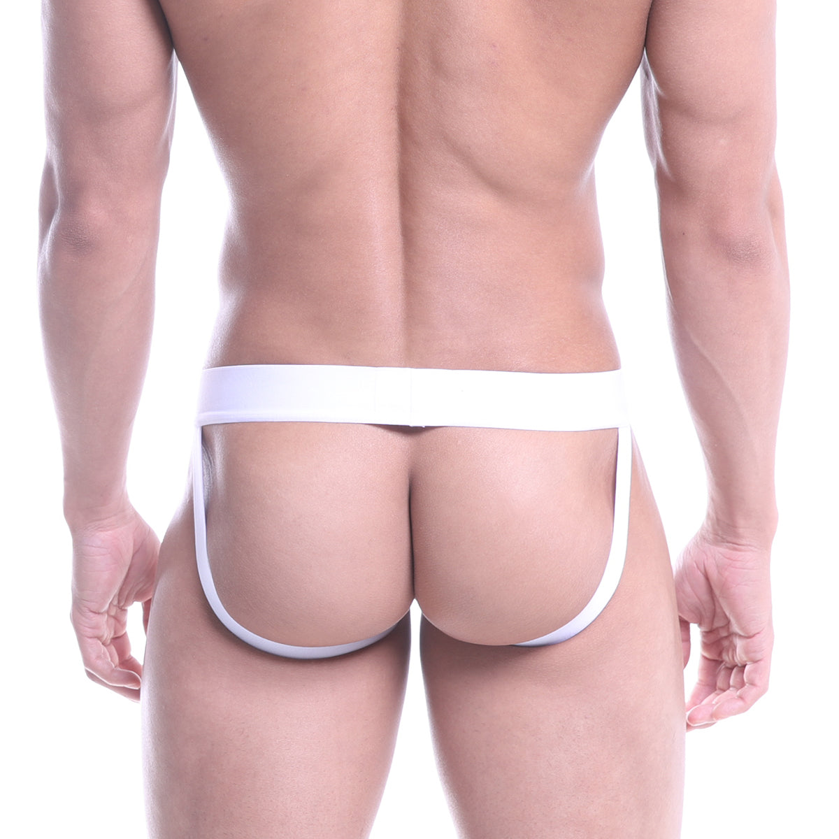 White minimalist athletic briefs with sleek form-fitting design from metromalewear navy jock strap collection 3021-29
