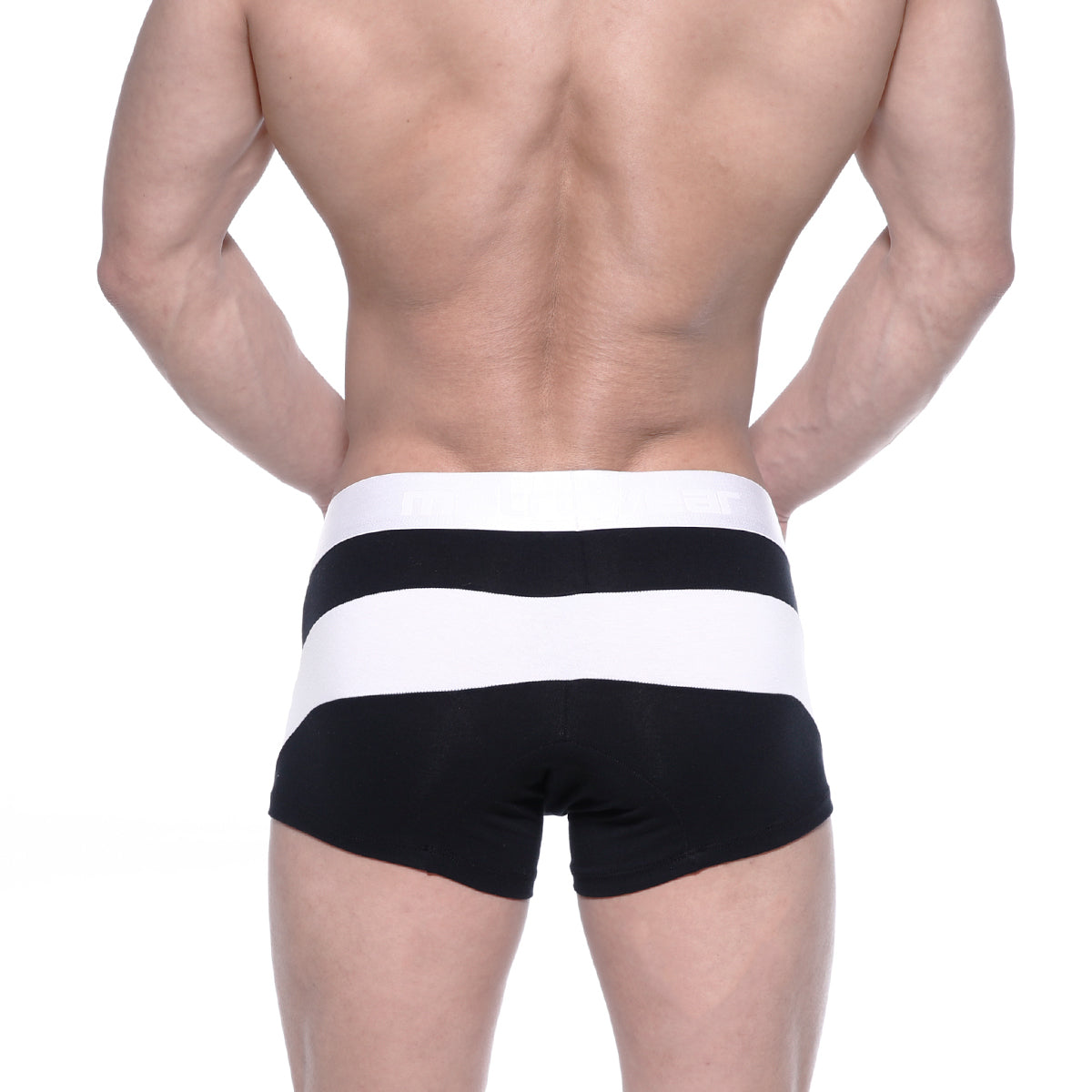 Black and white striped cotton men’s briefs with a wide elastic waistband metro male wear cotton short boxer arc 7 3022-53