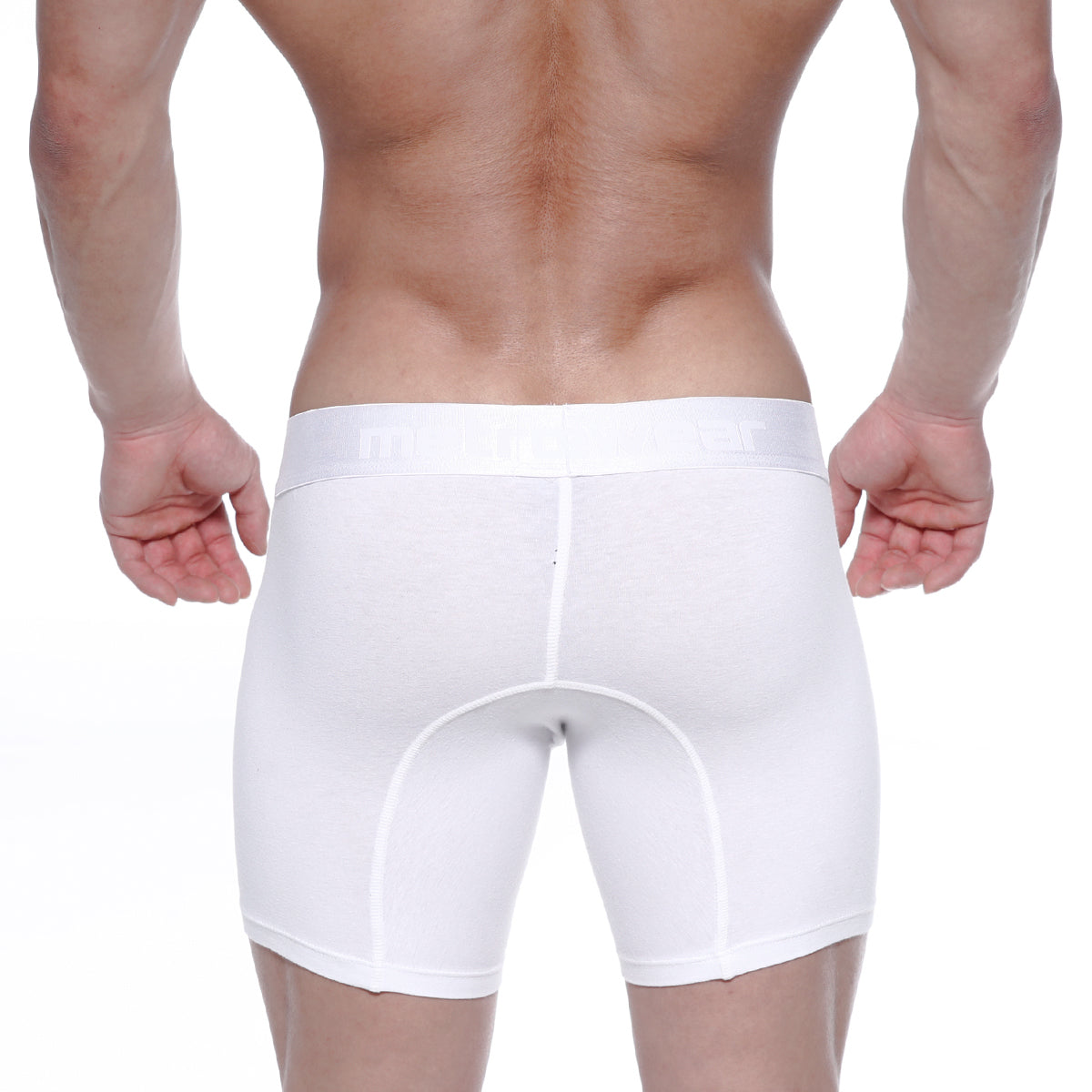 MetroMaleWear cotton mid boxer white athletic briefs with snug fit reinforced seams and 10 inch inseam