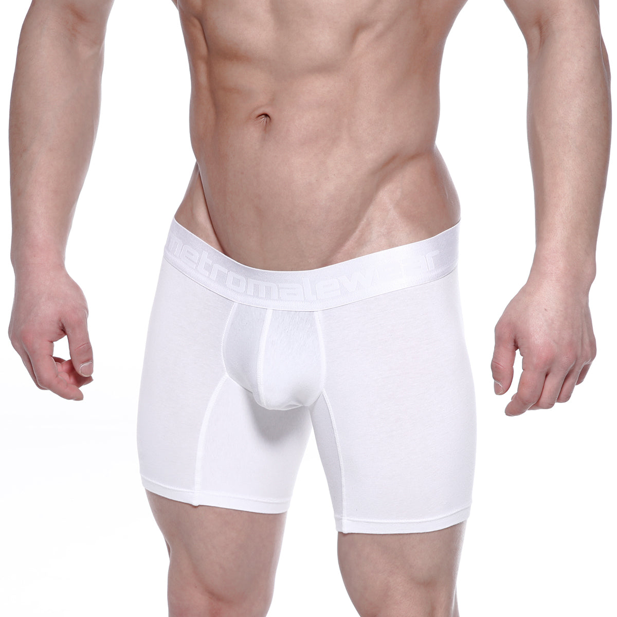 White men’s cotton boxer briefs with contoured design and elastic waistband metro male wear crystal 3023-01