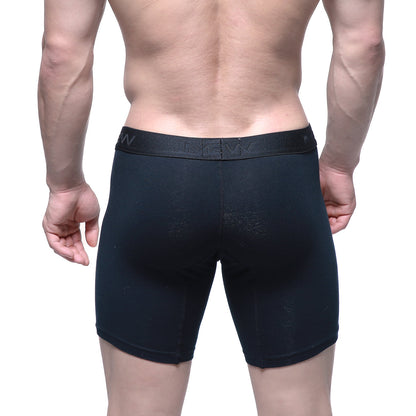 Black athletic MetroMaleWear intenso mid boxer briefs with snug fit and elastic waistband featuring new logo