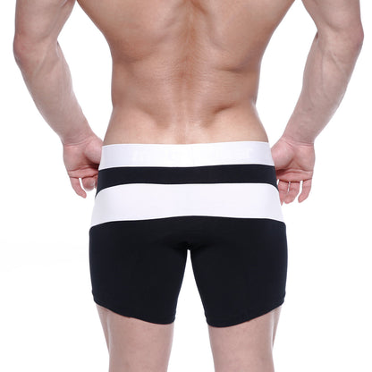 MetroMaleWear cotton mid boxer arc 10 inch black and white striped athletic shorts with a snug form-fitting design